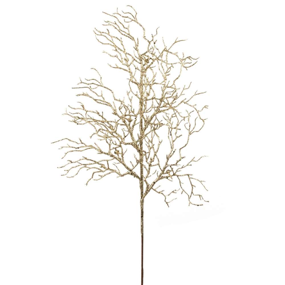 DECOLINE Ветка декоративная HST24-994-5 с глиттером 76см золото 