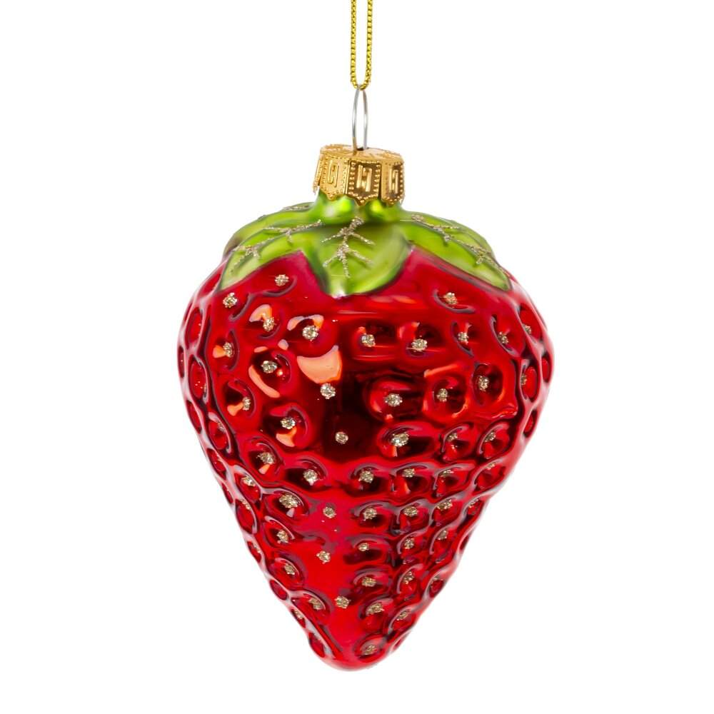 REMECO COLLECTION Игрушка елочная 824638 Клубника 6х6х10см (стекло)  