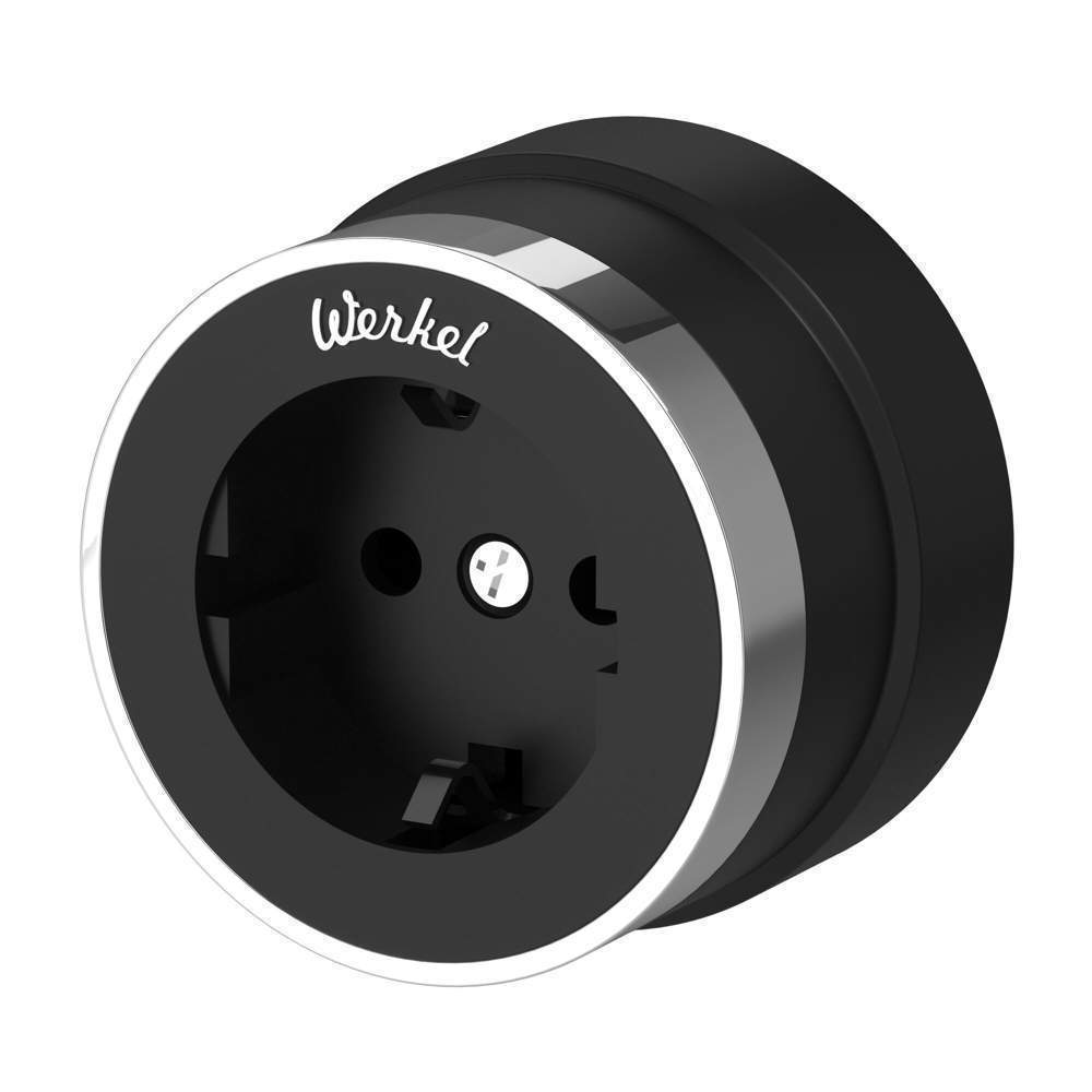 Розетка с заземлением Vintage (черный матовый/хром)  -  W5871051