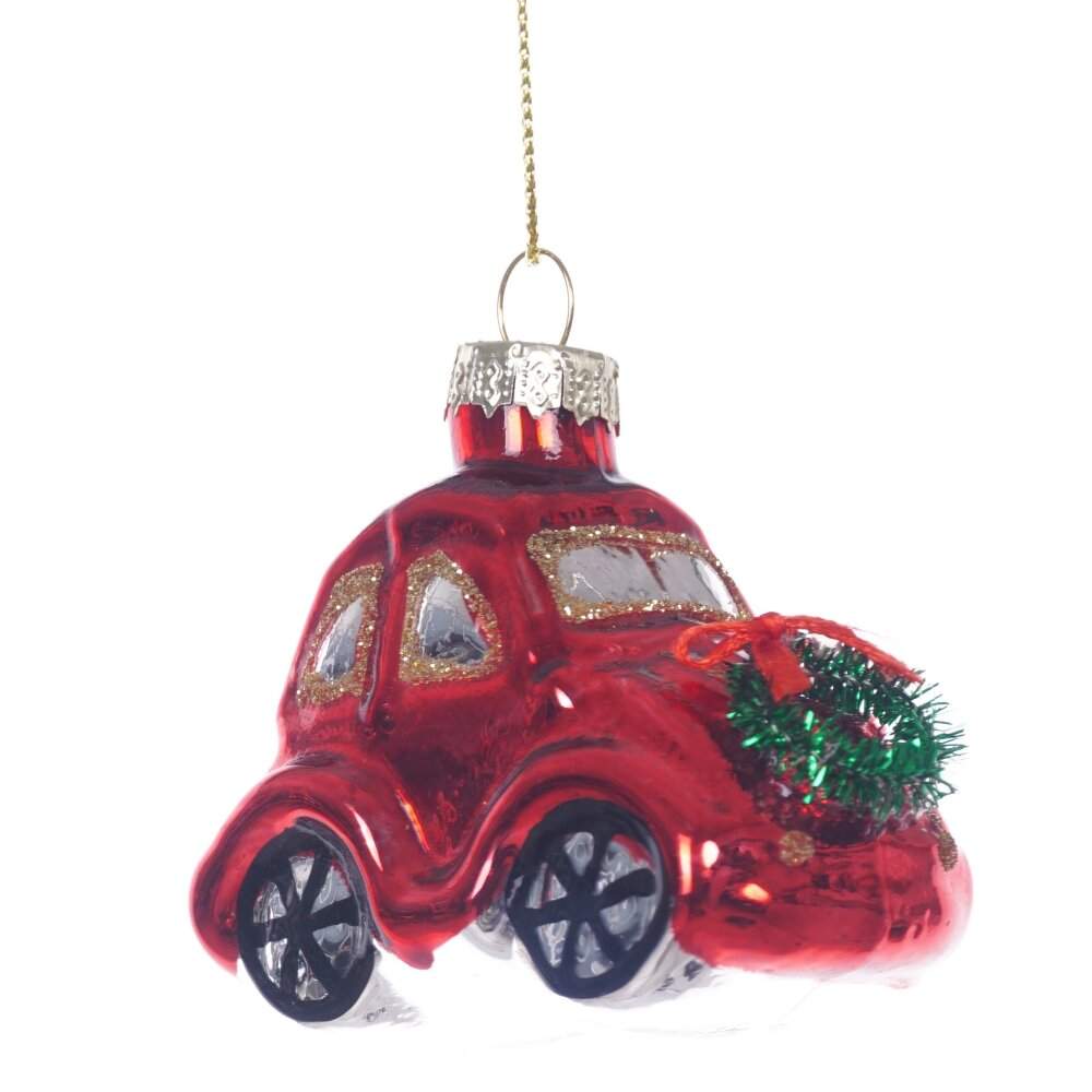 REMECO COLLECTION Игрушка елочная 826426 Машинка 6,5х4х6,5см (стекло)  