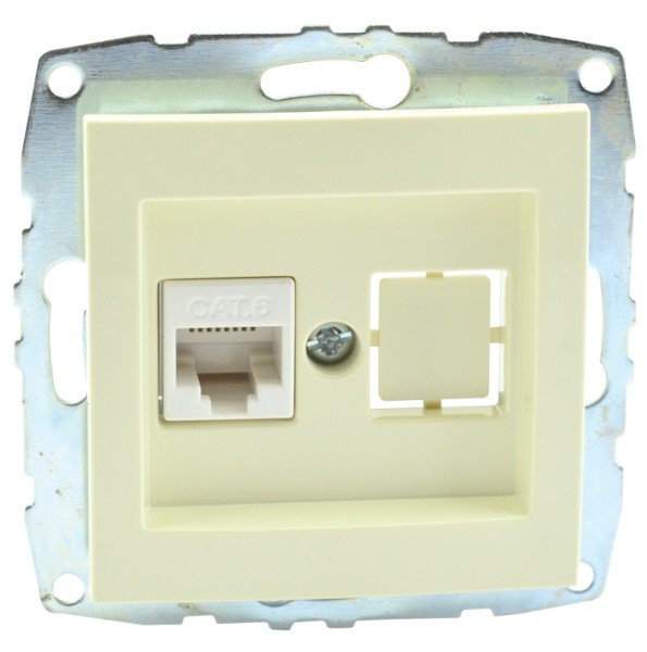 Розетка Mono  500-001705-132  Крем  Комп. RJ45 CAT6 +ТФ 623К