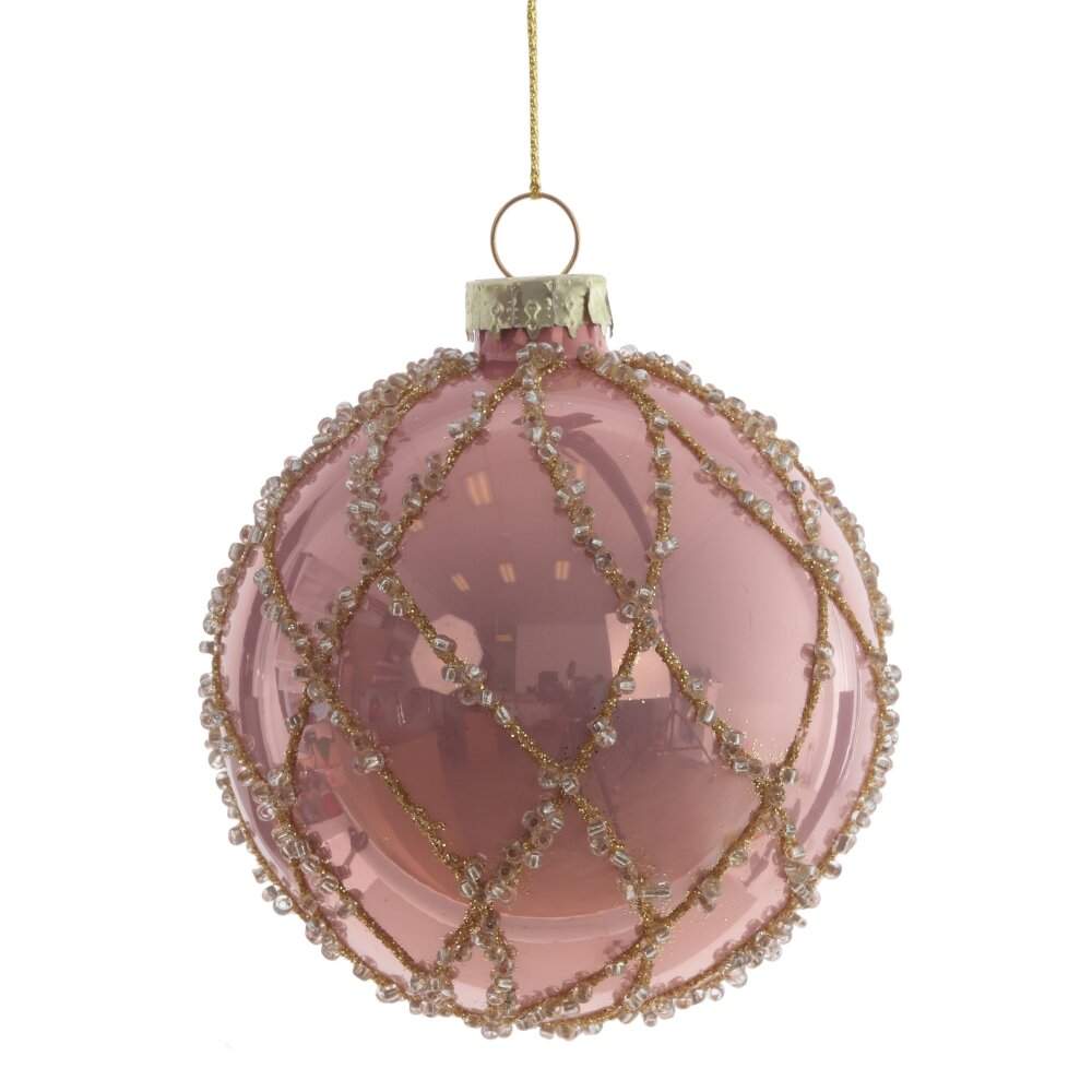 REMECO COLLECTION Игрушка елочная Шар 809702 розовый/золото стекло 8см