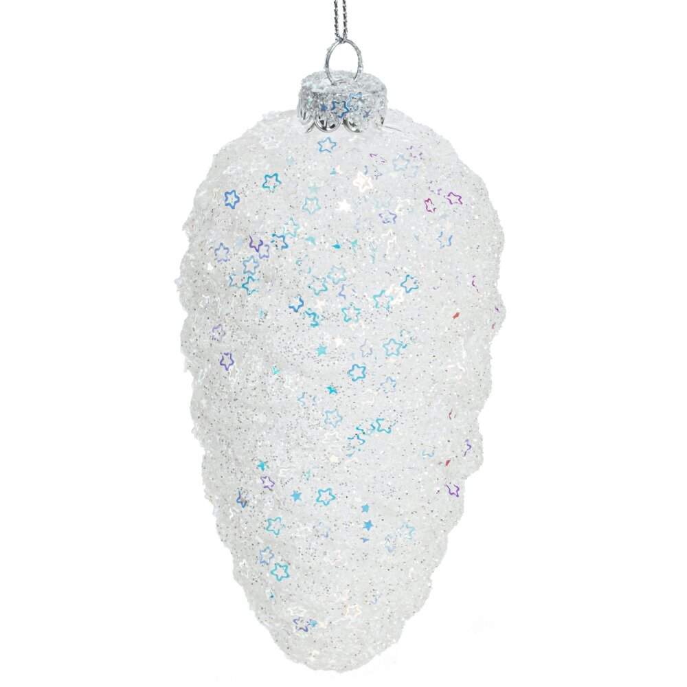 REMECO COLLECTION Игрушка елочная Шишка 779106 белый стекло 6х6х12см