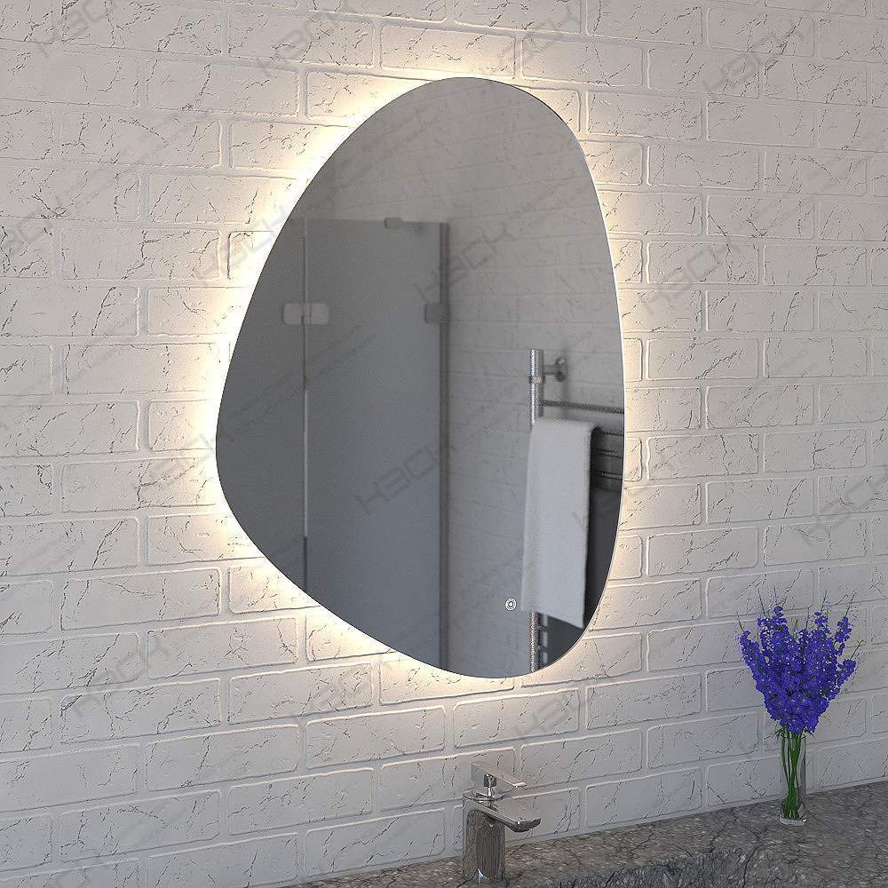 Зеркало 740ску 60х80см фигурн. на белом алюм. профиле 2114 с рассеив.  7400608ску