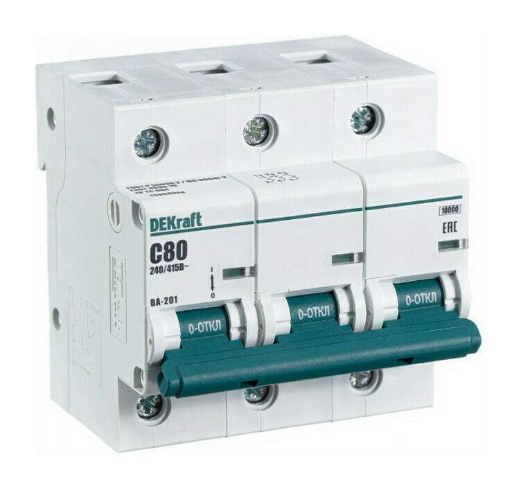 Авт.выкл. 3п ВА-201 C  80А 10кА DEKraft 13008DEK