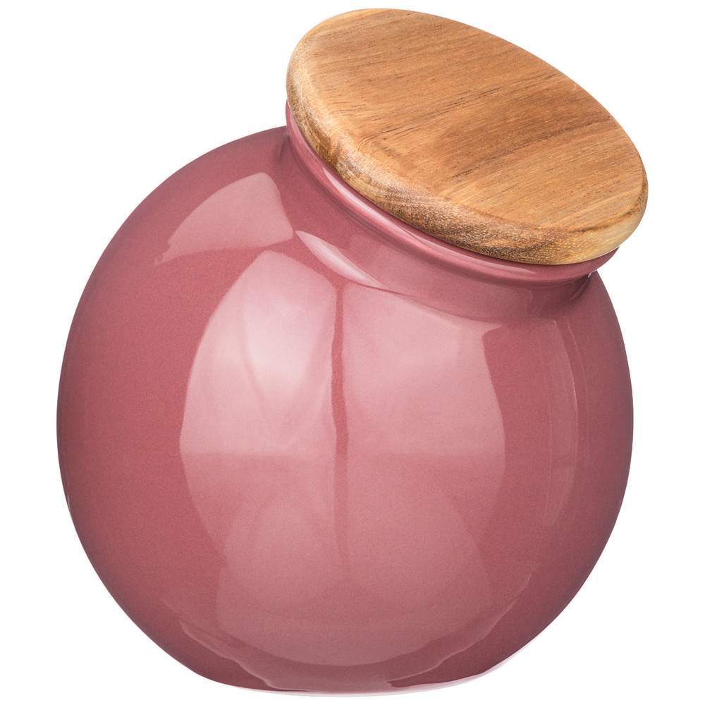 BRONCO Банка 263-1138 Fusion с деревянной крышкой 16,5х14,5х15см 1250мл брусничная 