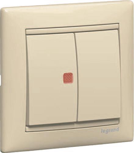 Выключатель VALENA  2-кл.крем с индикац.на 1-й  774345