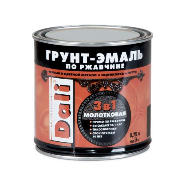 Эмаль Dali Молотковая черная  0,75л Рогнеда  20409