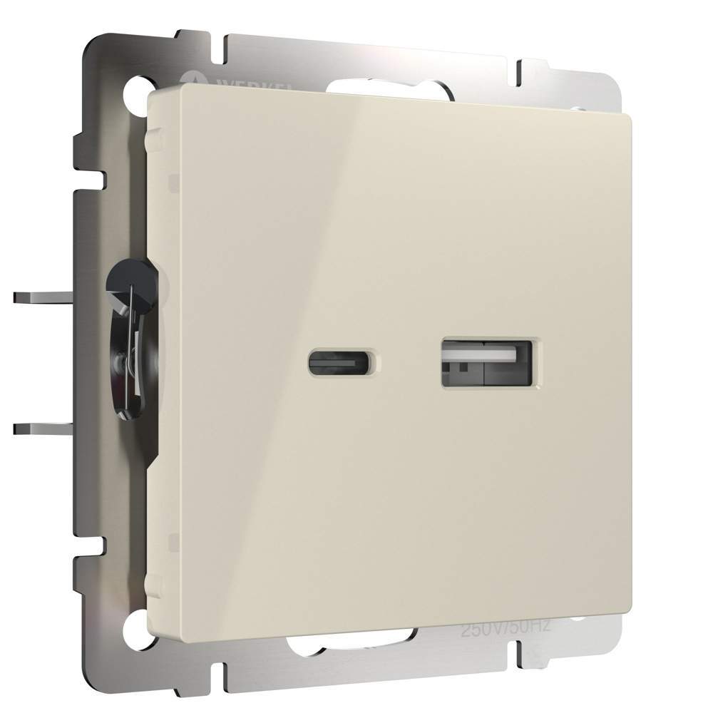 Розетка  Werkel USB тип A+С (слоновая кость)  -  W1171803