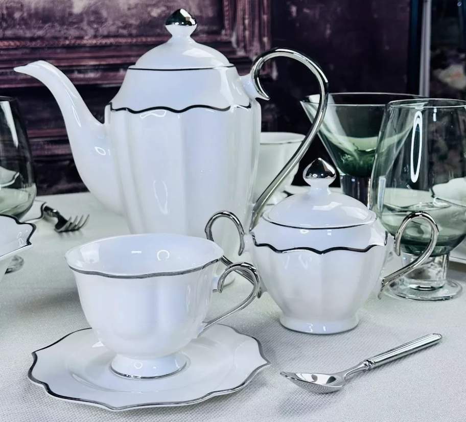 LENARDI Сервиз чайный 205-590 Magnolia Silver 14пр/6перс 250мл