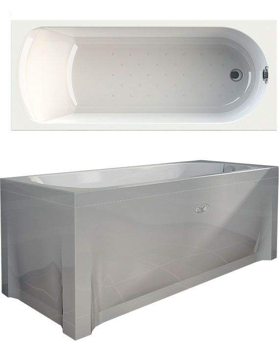 Ванна акрил. Николь 168*70 + фронт. панель, каркас + слив-перелив