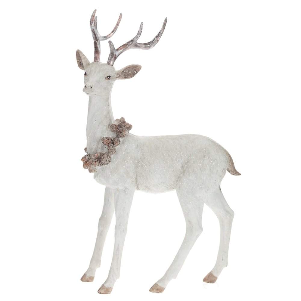 REMECO COLLECTION Фигурка 743940 Олень с венком из шишек серебро 20,5х13х34см (полимер)