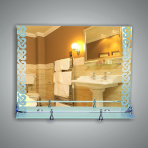 Зеркало  40х50см  46521в  + полка 50см пласт.борт мат. орнамент