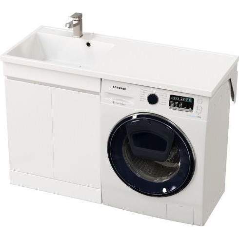 Тумба NEXT 60 нап. под стирал.маш.+ раковина Fly-2 120 из лит.мрамор ,лев. чаша c прав.кроншт. 