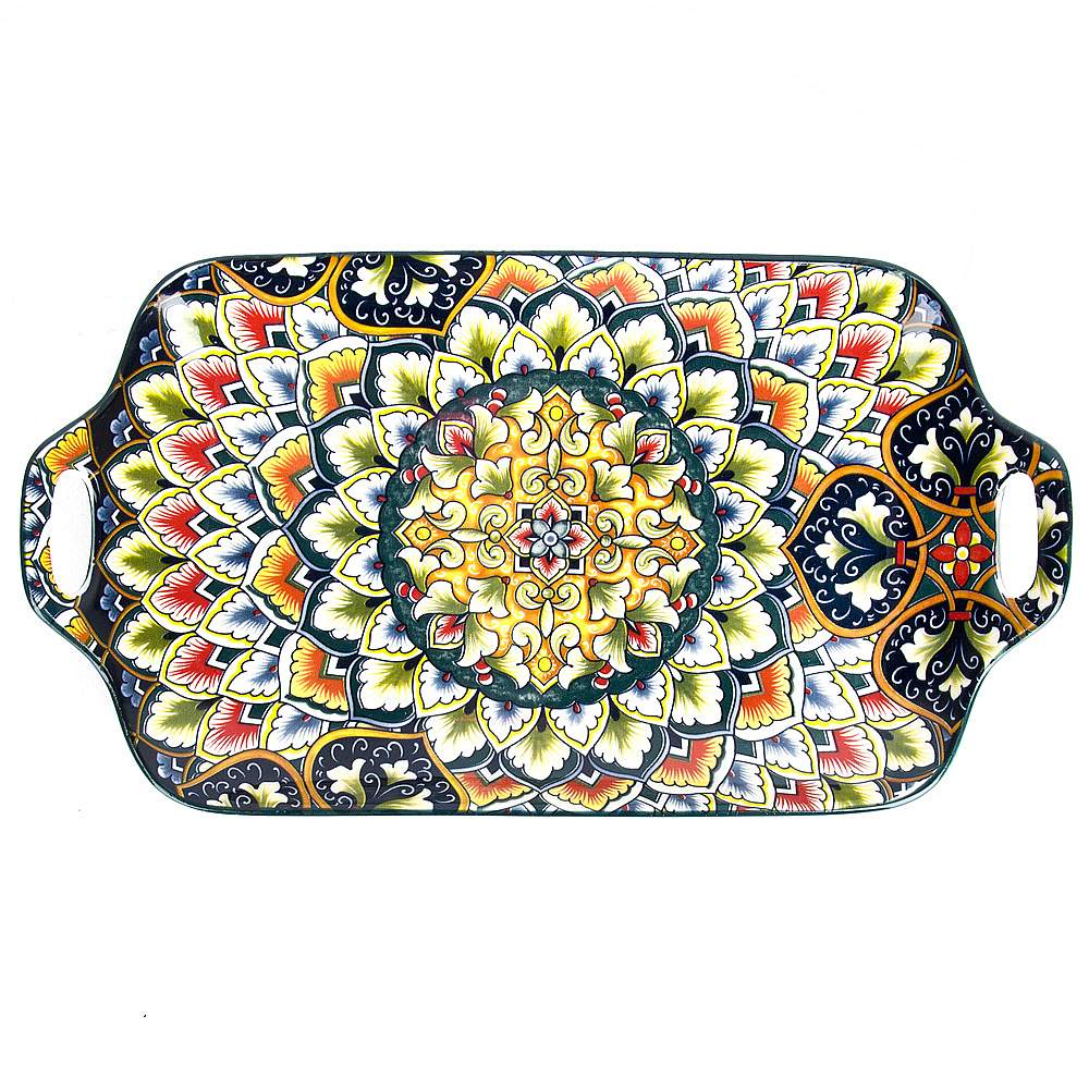 NOUVELLE HOME Arabesque зеленый Поднос 0860011 с ручками 30х16,5х3см