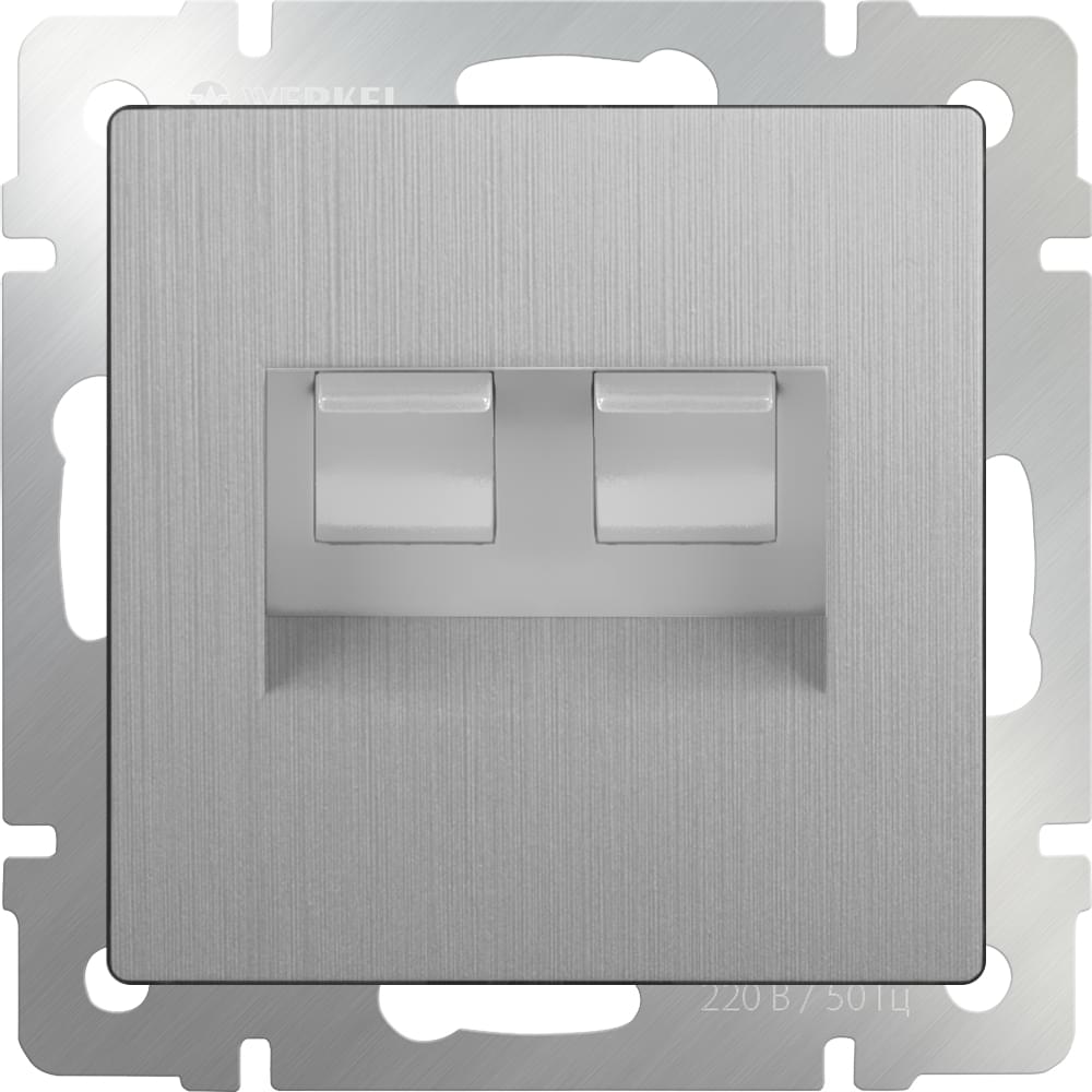 Розетка  Frame ТЛФ/комп  RJ-11/RJ-45 серебряный рифленый WL09-RJ11-45