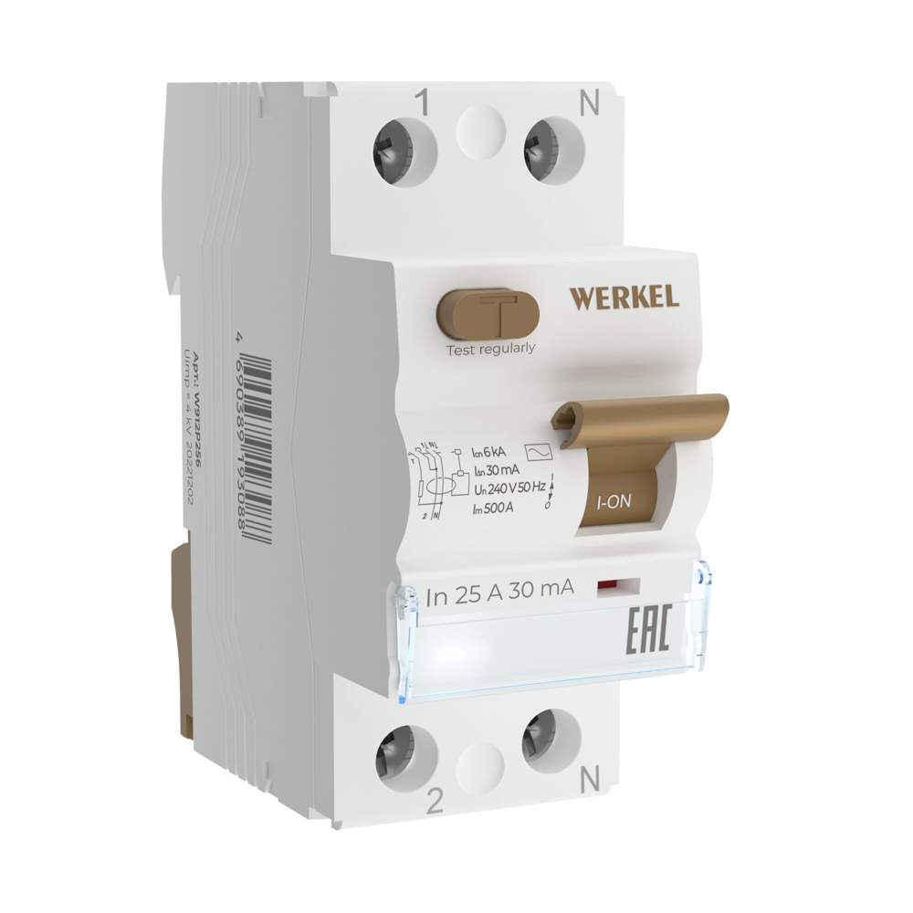 Уст-во защитного отключения  Werkel  1P+N  25 A 30ma AC 6 kA   W912P256/а062442