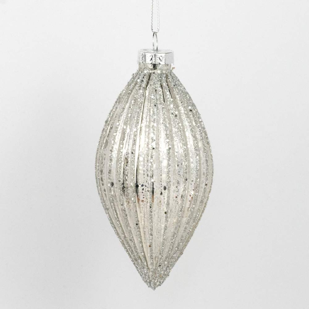 DECOLINE Игрушка елочная Капля AX25-AZA-049/2 серебро 11,5х6,5х6,5см (стекло) 