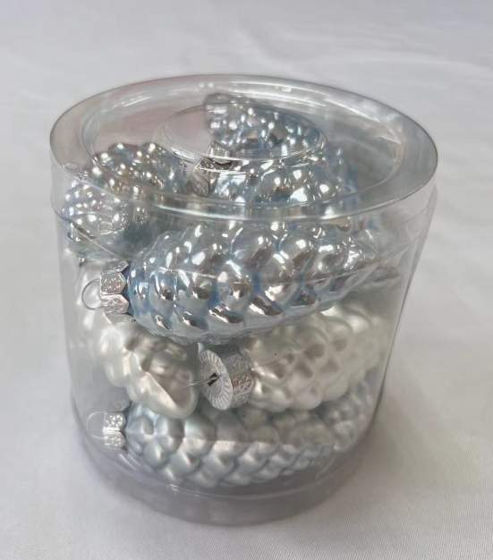 DECOLINE Набор украшений Шишки E17810-10 голубой/белый 5см/12шт (стекло) 