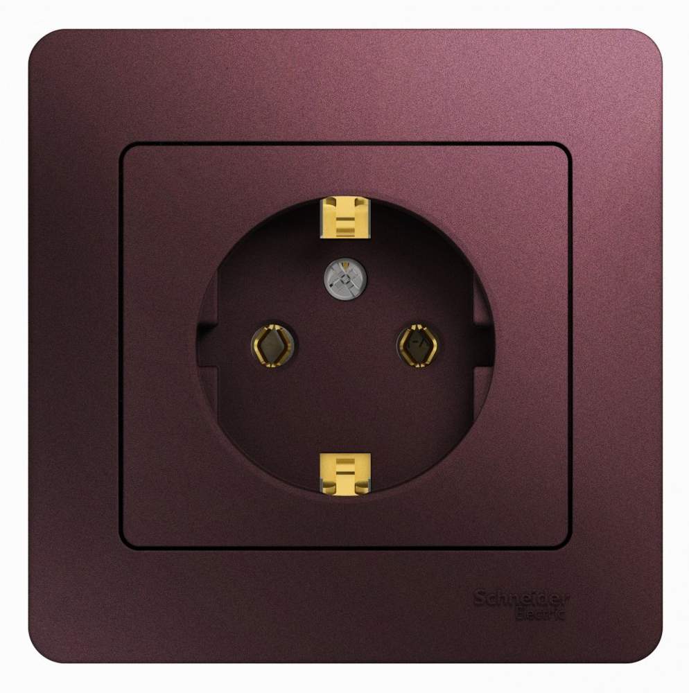 Розетка SE Glossa  Сиреневый туман  1-м  с/з 16А  GSL001443