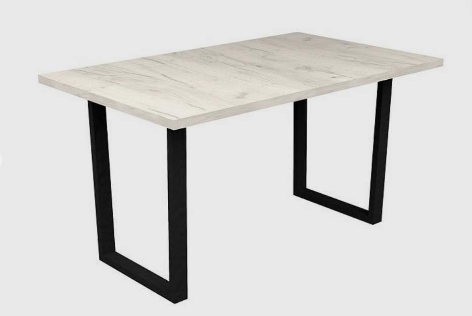 Стол Лондон-120 ЛДСП 1200(1580)*850  Дуб Крафт белый +  Z 01 черный 