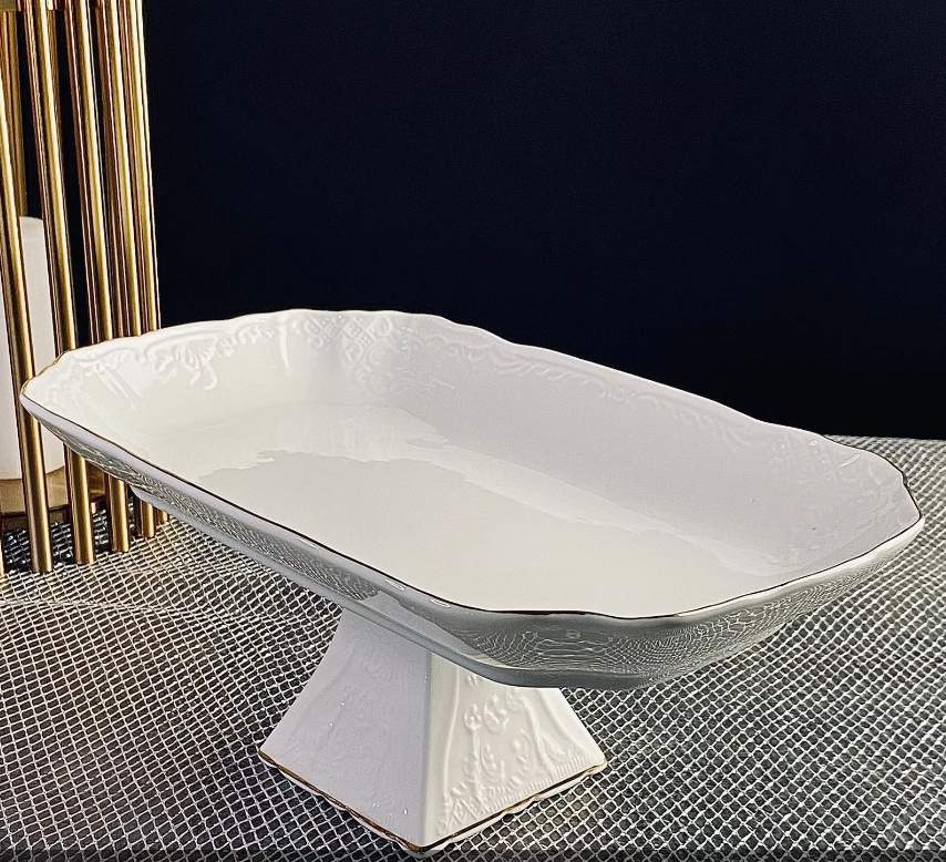 LENARDI Maria Gold Блюдо 226-184 прямоугольное на ножке 30см  