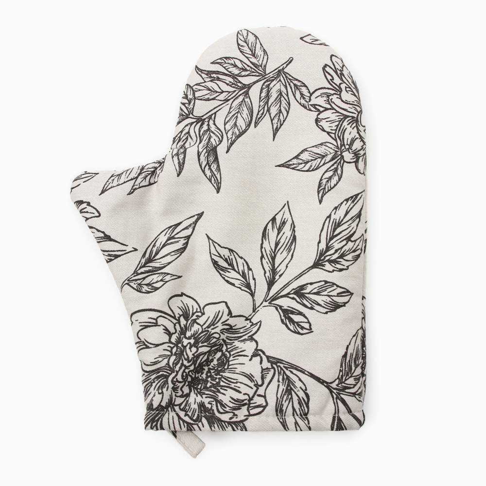 ЭТЕЛЬ Black flowers Варежка-прихватка 20х27см саржа,100% хлопок 190г/м2 10283366