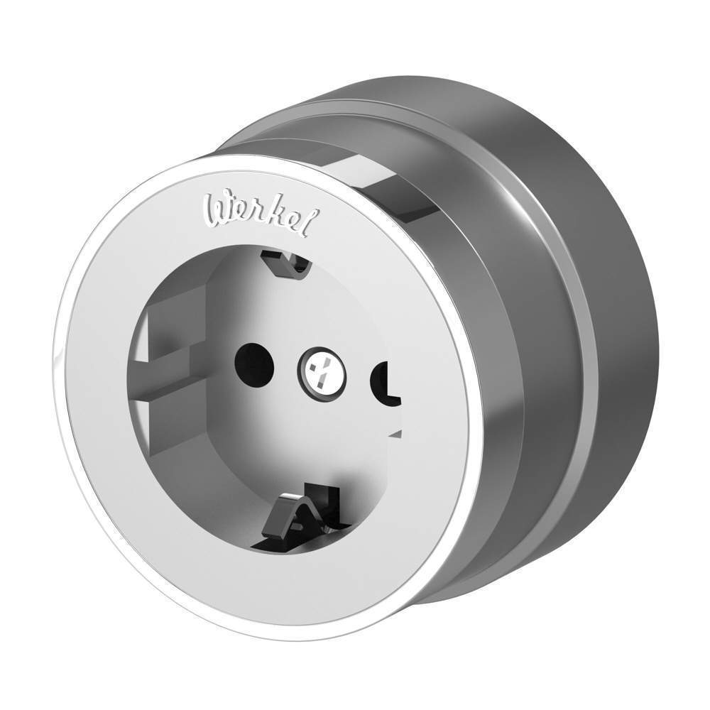 Розетка с заземлением Vintage (серебро матовый/хром)  -  W5871054