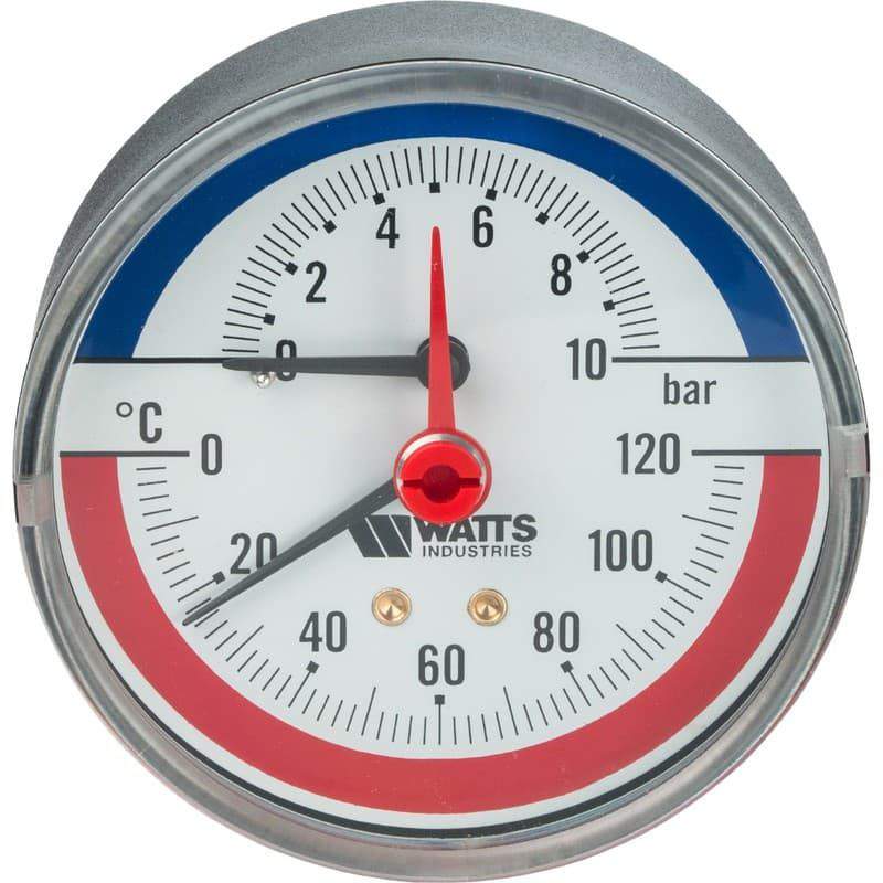 Термоманометр WATTS TMAX 10 (FR 818)  1/2", 10бар. 120 С аксиальный  10009465