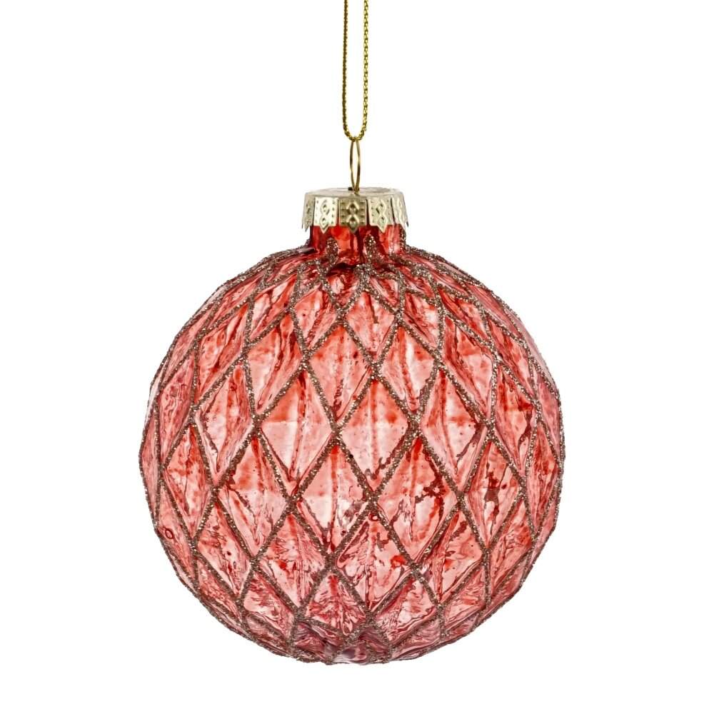REMECO COLLECTION Игрушка елочная Шар 809500 Сеточка красный/золото стекло 8см