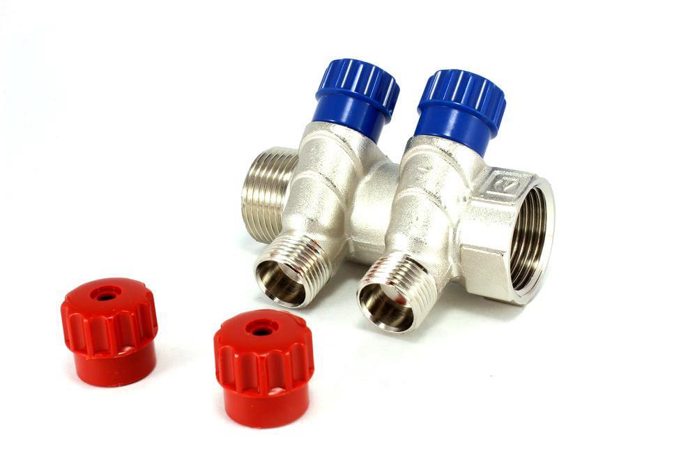 Коллектор 1"х2 вых 1/2"  н/р  /регул.вент./  никель  VTc.560.N.0602