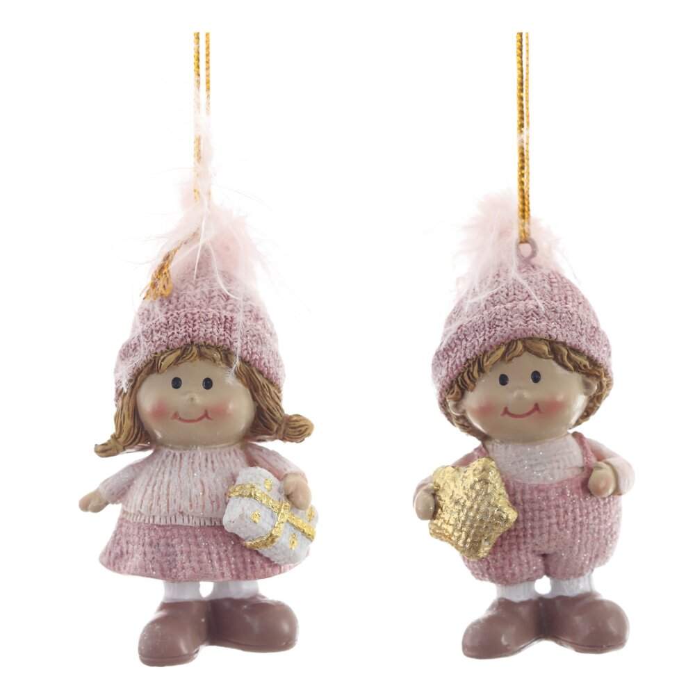 REMECO COLLECTION Украшение 824980 подвесное Дети розовый 4х3х7,5см 2 вида (полимер)