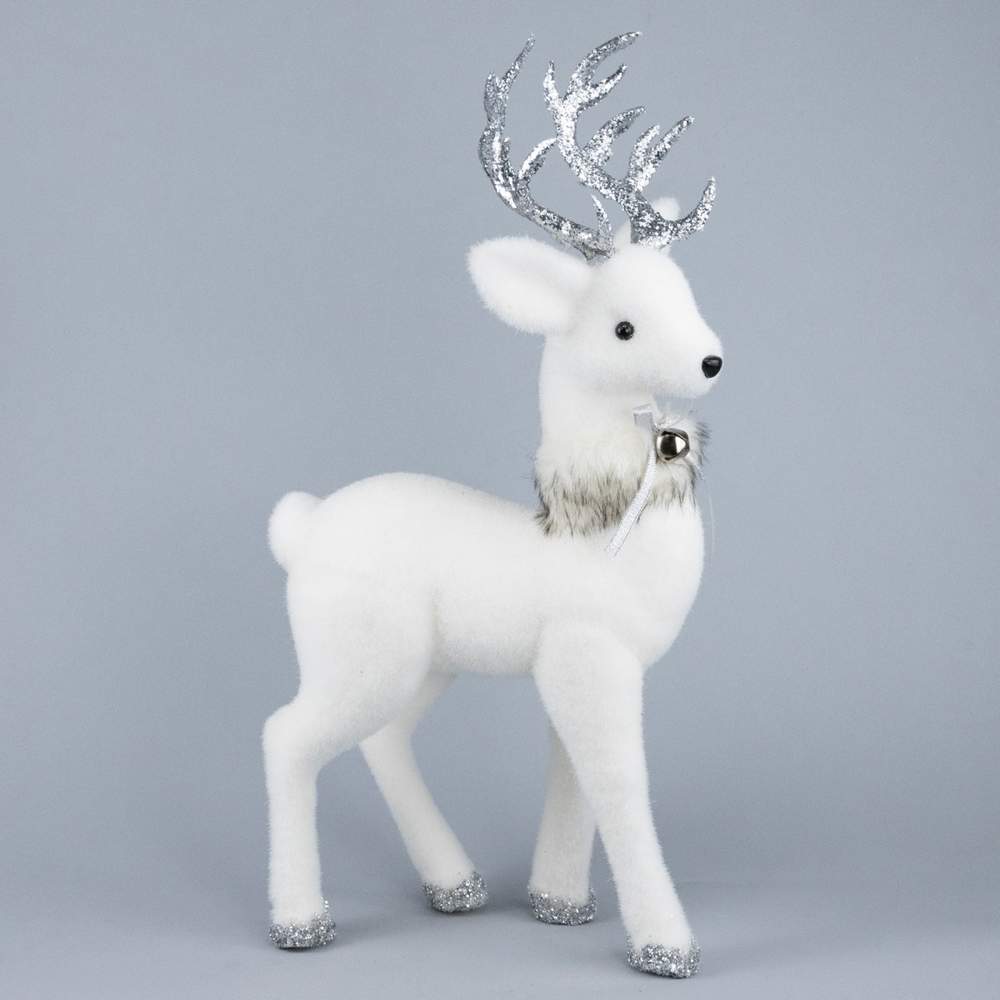 DECOLINE Фигурка Олень 24HYY5114 белый/серебро 51х26х15см (пенопласт/текстиль) 