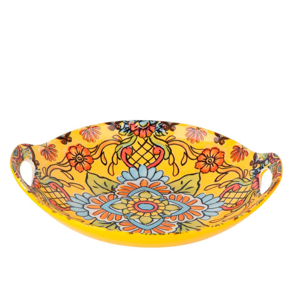 NOUVELLE HOME Arabesque желтый Блюдо 0860111 с ручками 22,5х20,5х4,5см