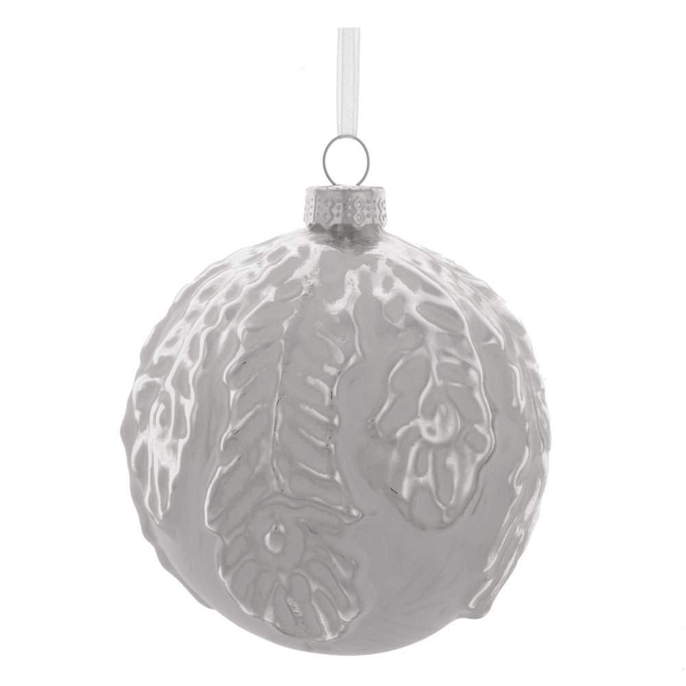 REMECO COLLECTION Игрушка елочная Шар 721593 Винтаж белый/серебро матовый стекло 8см