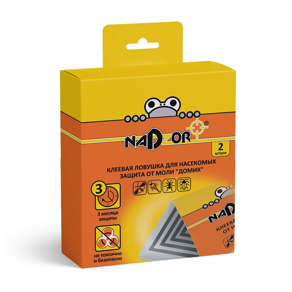 MOL008 Клеевая ловушка д/защиты от пищевой моли "Домик"2шт.Nadzor  25742