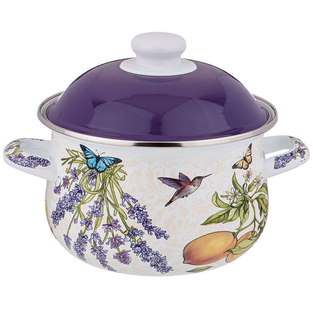 AGNESS Прованс Лимоны Кастрюля 934-546 2л 18*11см эмаль.крышка