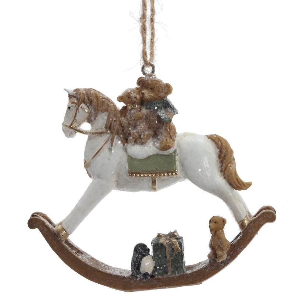 REMECO COLLECTION Украшение 824225 подвесное Лошадка-качалка с медвежатами 8,5х7,5х1,5см (полимер) 