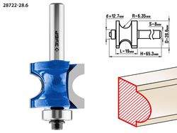 Фреза ЗУБР полустержневая D=28,6мм L=25мм R=6,3мм  хв.-8мм  28723-28.6