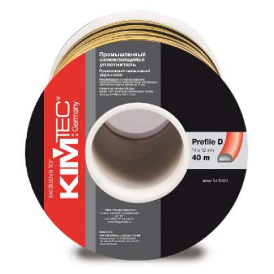 Уплотнитель Kimtek D-проф. двойн.12х14мм черный 40м 04-14-55