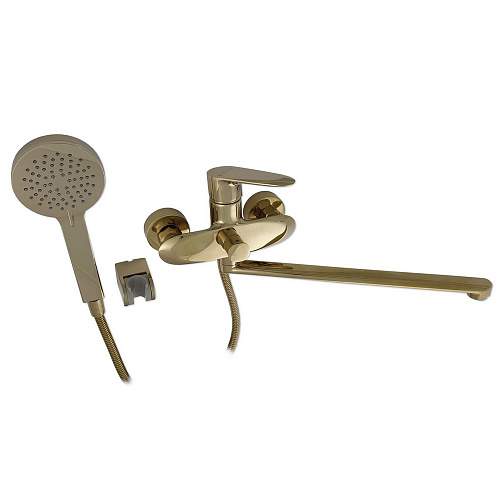 Смеситель Magnus  9370 в ванную,  длин. нос, под золото, шаровый