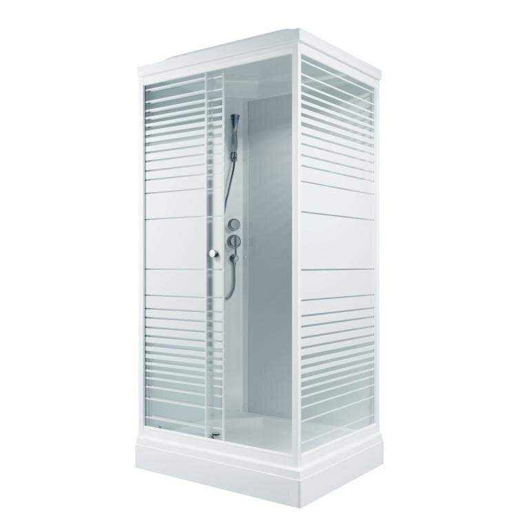 Душевая кабина "Квадро"прямоуг. Полосы белый, низ.поддон 100х80 А + ДН4(8мест)