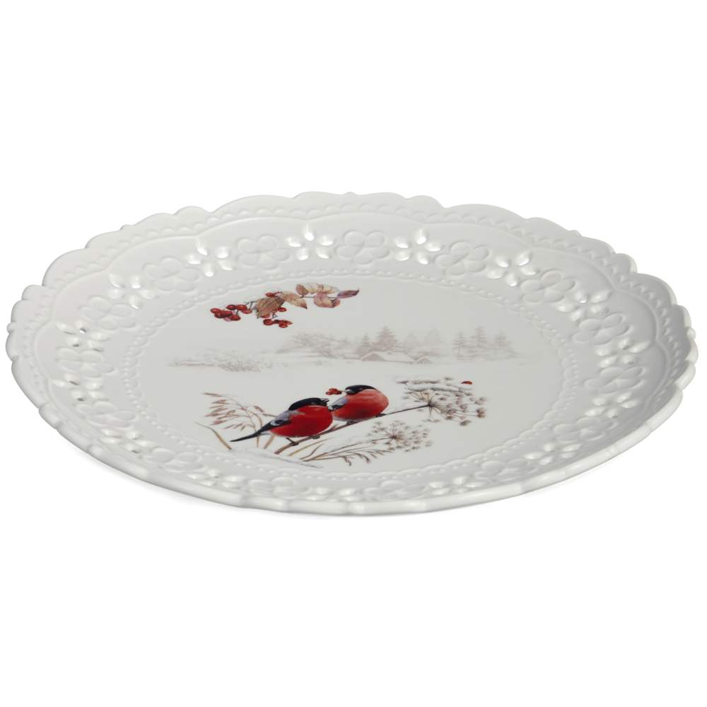 LEFARD Forest Tale Снегири Тарелка 441-053 обеденная 26,5см резной фарфор  