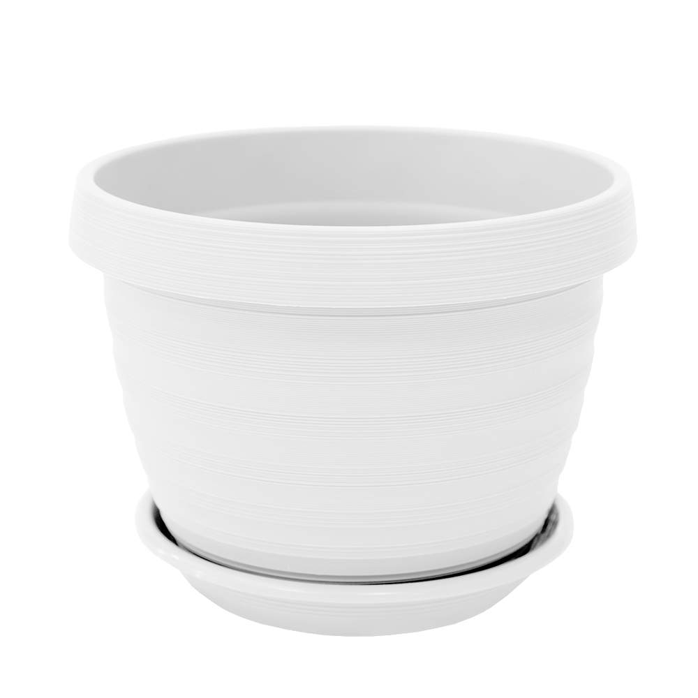 Горшок Толедо  d.24(4,5л)   с поддоном  белый   5ПЛ0449