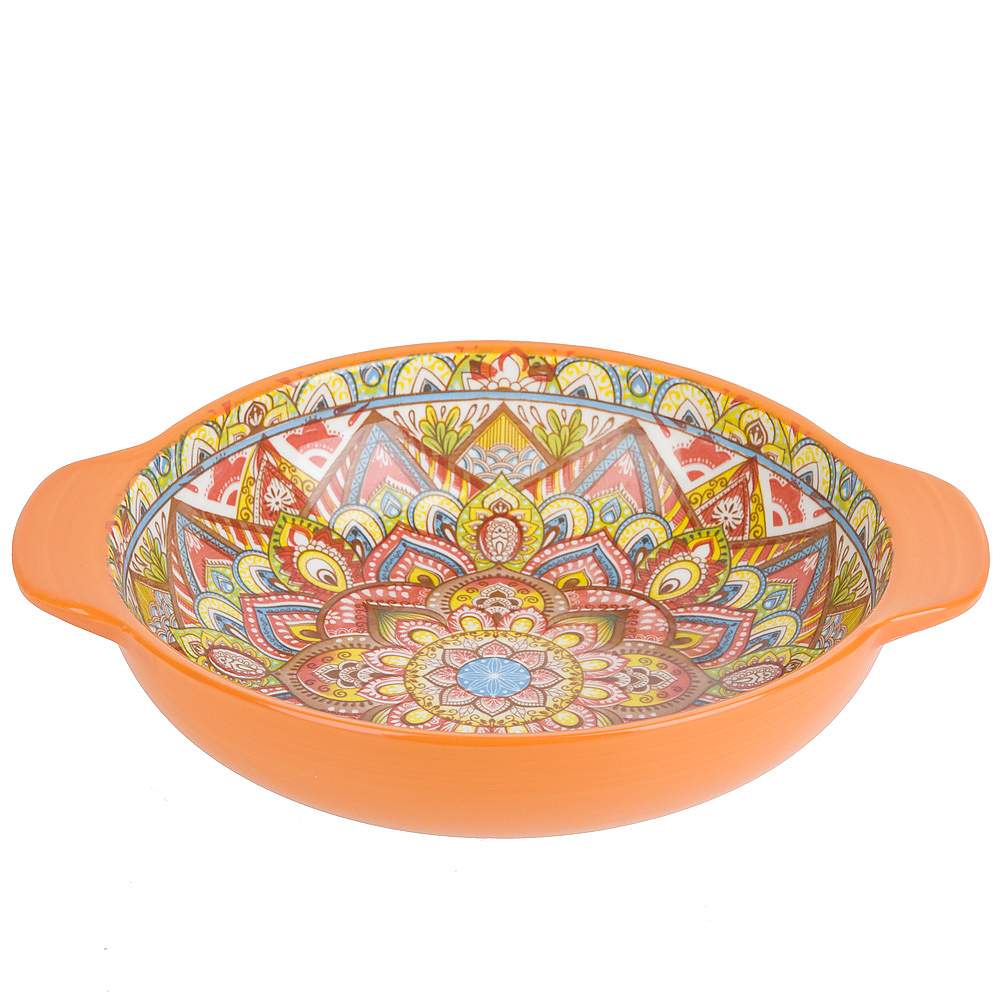 NOUVELLE HOME Arabesque оранжевый Салатник 0860093 с ручками 1200мл 25х20,5х6см