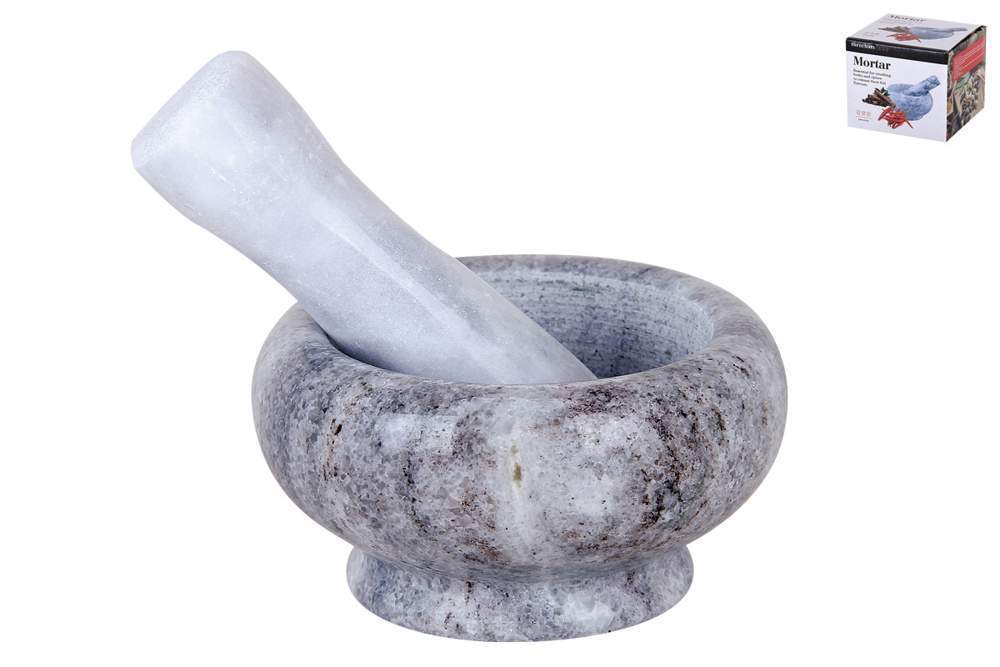 КОРАЛЛ Ступка 172557/5036 с пестиком мрамор серая 9.5*9*8см 