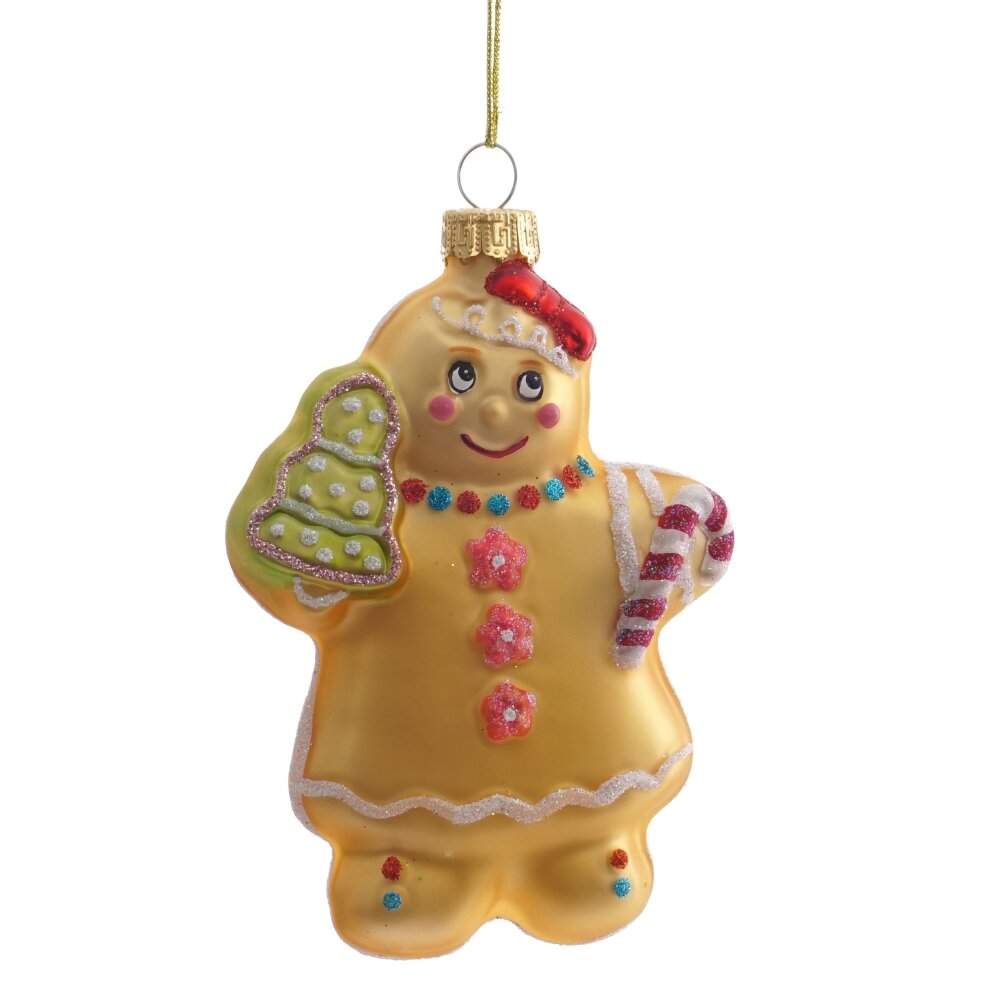 REMECO COLLECTION Игрушка елочная 809404 Пряник 8х3х12,5см (стекло)  