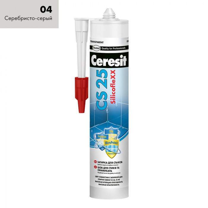 Затирка силиконовая Церезит CS25 серебристо-серый  0,28л  3001253