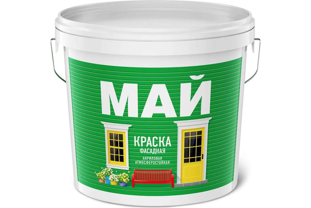 Краска МАЙ фасадная белая ведро 13 кг