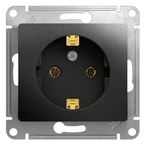 Розетка SE Glossa  Антрацит  1-м СП 16А с заземл.  GSL000743  400316